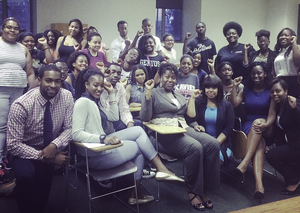 Members of the SU NAACP chapter attend the group's first meeting on Thursday night. The organization is in its third year after being disaffiliated for several years due to financial issues.