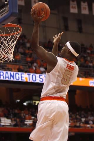 C.J. Fair goes up to the basket in Syracuse's final exhibition game against Bloomsburg Sunday.