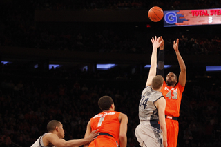 James Southerland shoots a 3 in the first half against Georgetown. He tied Gerry McNamara's record for 3-pointers in a Big East tournament.